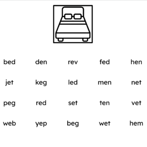Orton-Gillingham Printable Phonics Lesson: CVC short /e/ Words